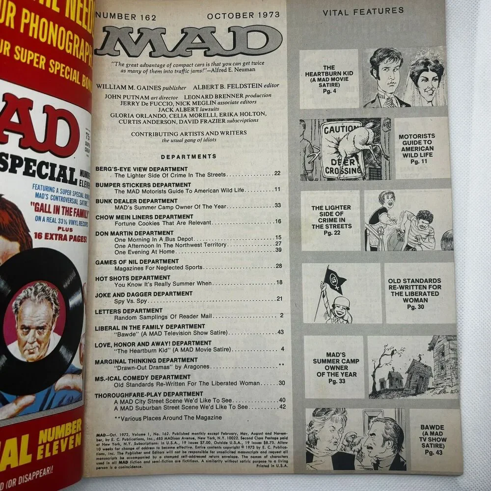 Mad Magazine Vol 1 No 162 October 1973 Beach Sandcastle Vintage Satire Humor Wit
